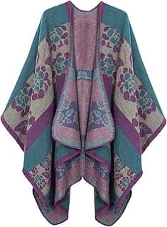 Urban CoCo Women's Color Block Shawl Wrap Open Front Poncho Cape