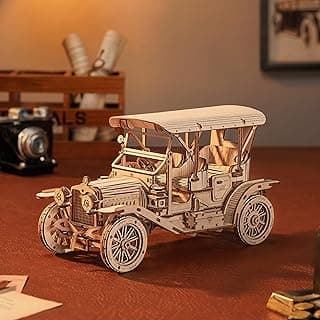 ROBOTIME MC801 Vintage Car 3D Puzzle, 3D Wooden Puzzle Retro Model Kit for Adults, Gift for Antique Car Lovers, Aesthetic Home Decor