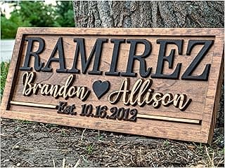 Bridal Shower Gift | Personalized Wedding Gift Last Name Established Sign | Anniversary | Engagement Gifts | Valentines Day Gift | Wood Wedding Sign | Name Heart Sign | Couples Gift
